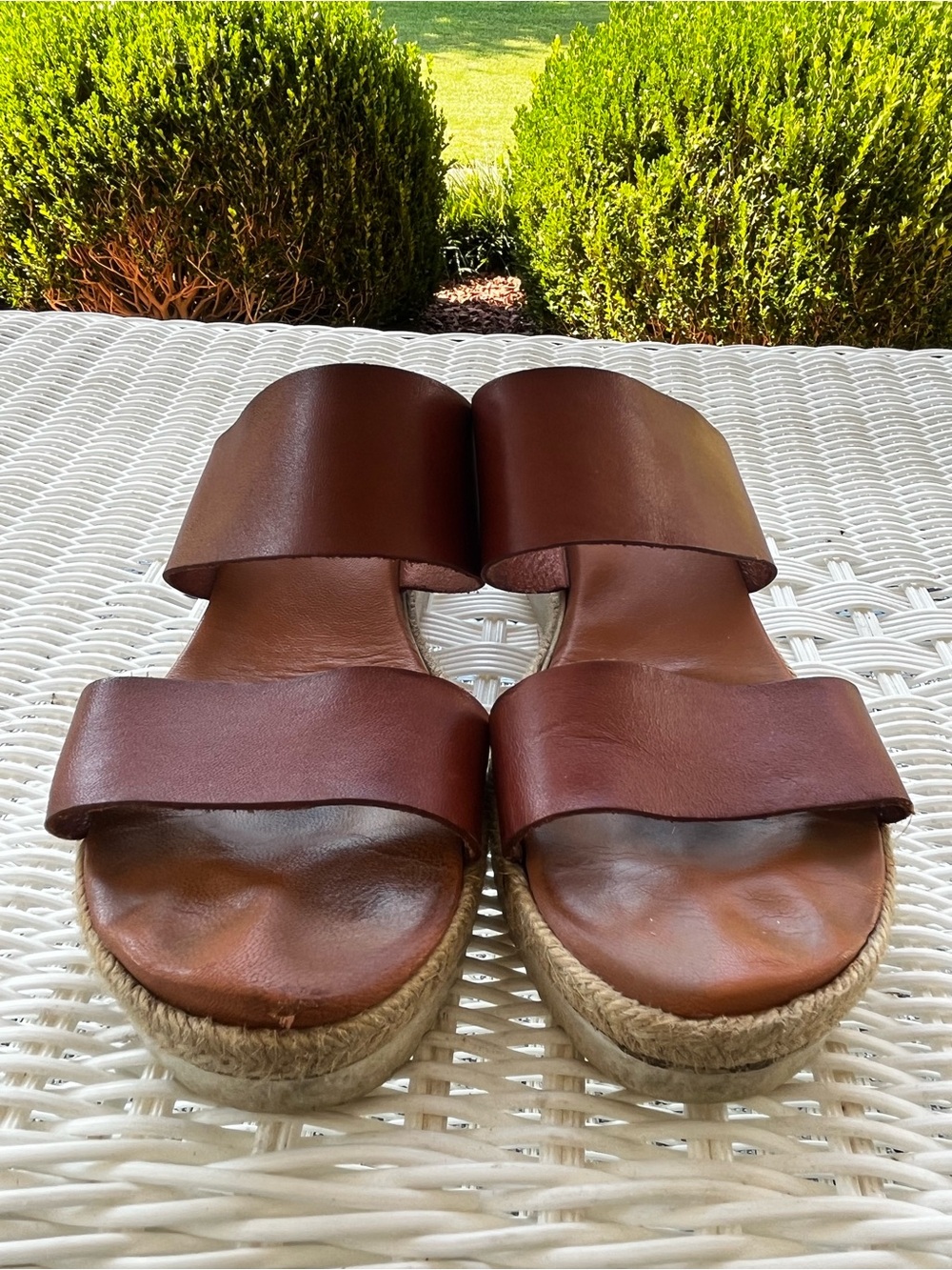 Dr. Martens Brown Leather Double-Band Espadrille Slide Sandals